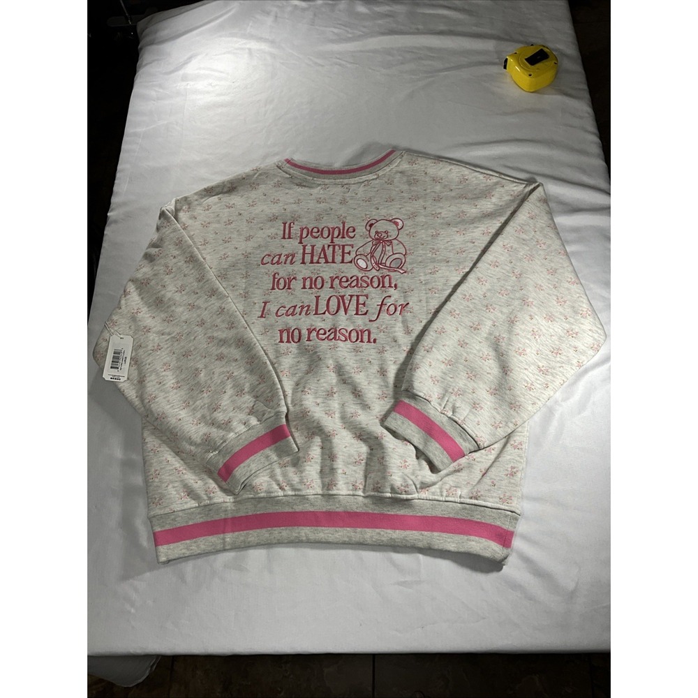Simply Southern Floral Teddy Bear Love Graphic Sweatshirt Pink Gray Large CON90 - Picture 11 of 14